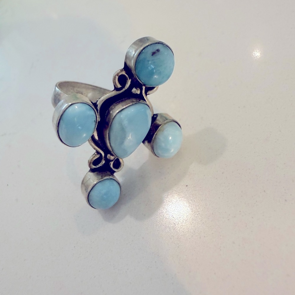 Silver and Blue gemstone Women's Ring size 9